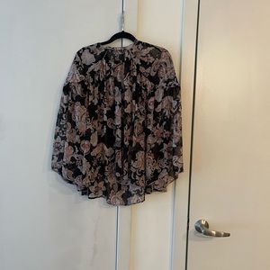 LOFT FLORAL PAISLEY CHIFFON BLOUSE